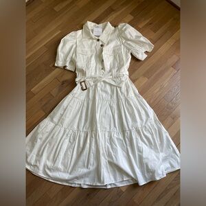 NWT white belted A line dress